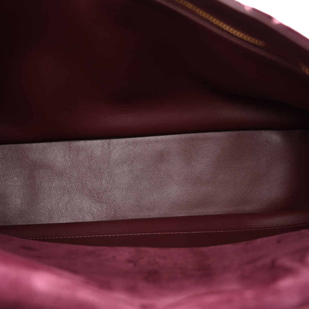 Suede Calfskin Maxi Flap Burgundy
