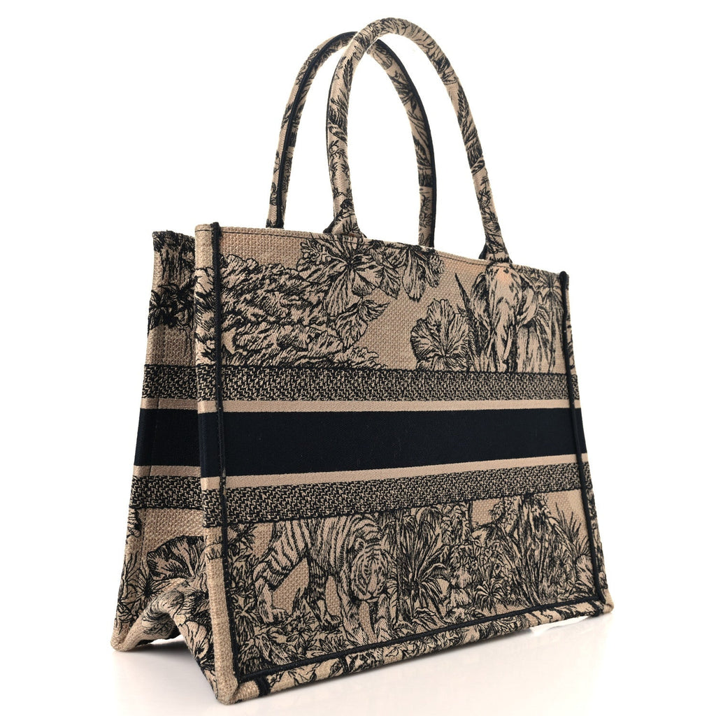 Canvas Embroidered Medium Dioriviera Toile De Jouy Book Tote Black