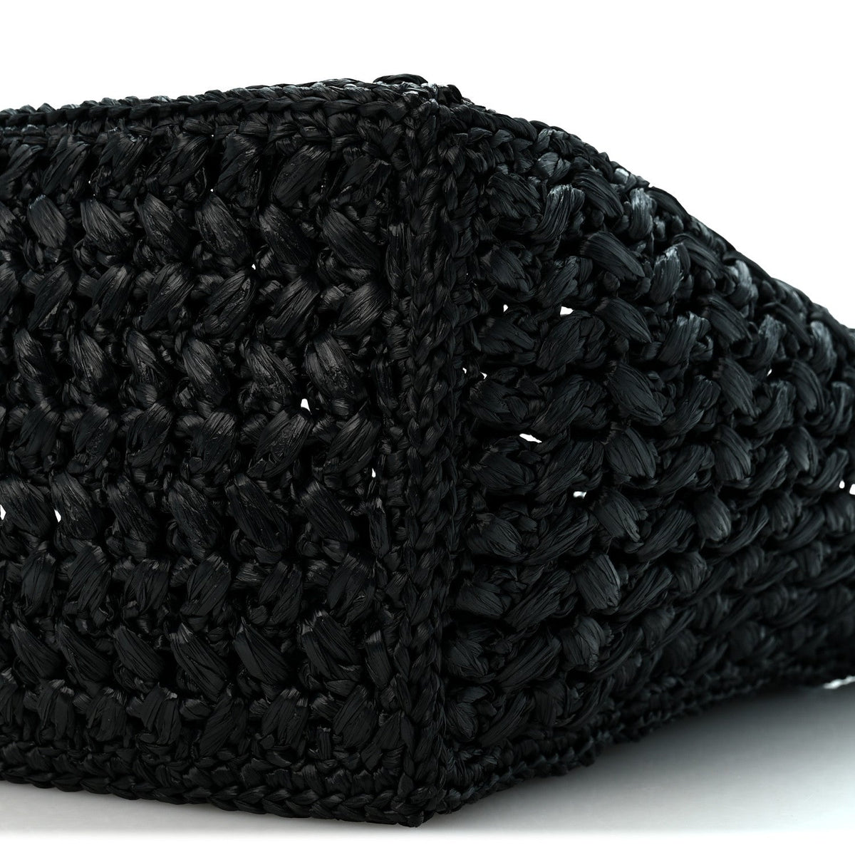 Raffia Coco Beach Shopping Bag Black