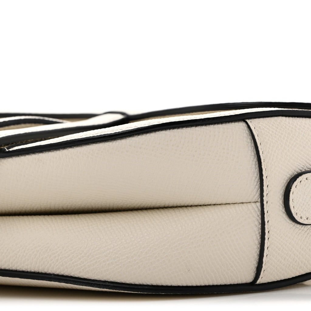 Grained Calfskin Saddle Bag With Strap Latte