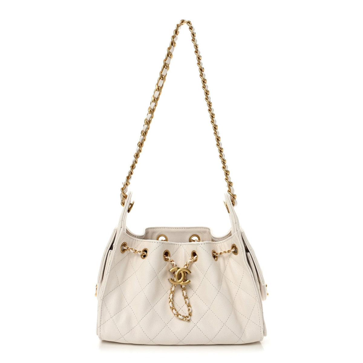 Caviar Quilted Mini Chanel 25 Handbag White