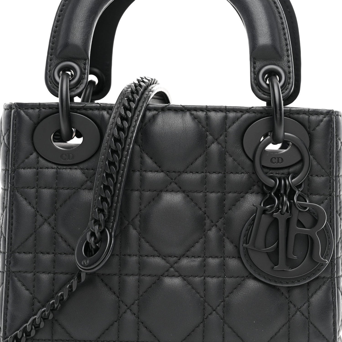 Ultra Matte Calfskin Cannage Mini Lady Dior Black