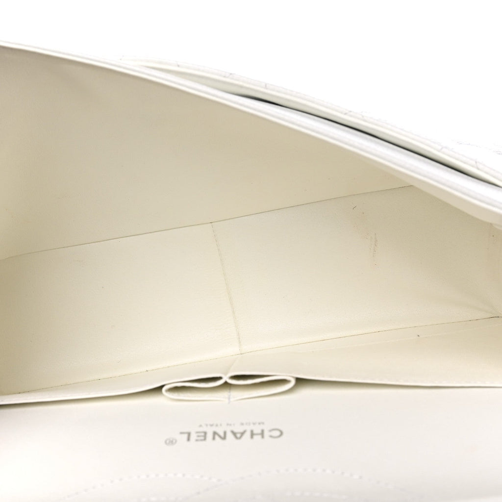 Caviar Quilted Jumbo Double Flap White