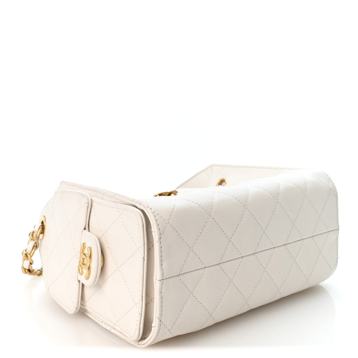 Caviar Quilted Mini Chanel 25 Handbag White