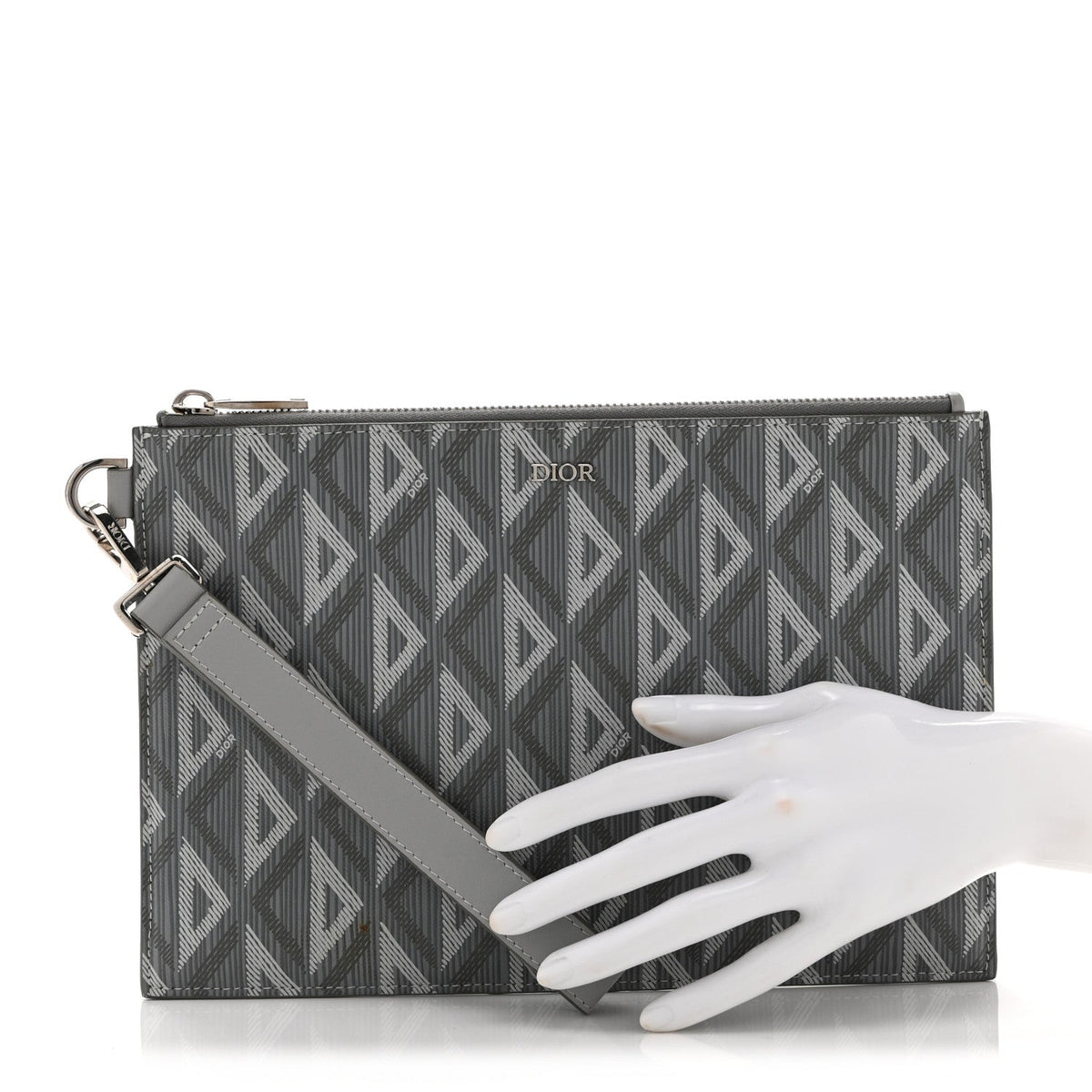 Coated Canvas CD Diamond Pouch Grey