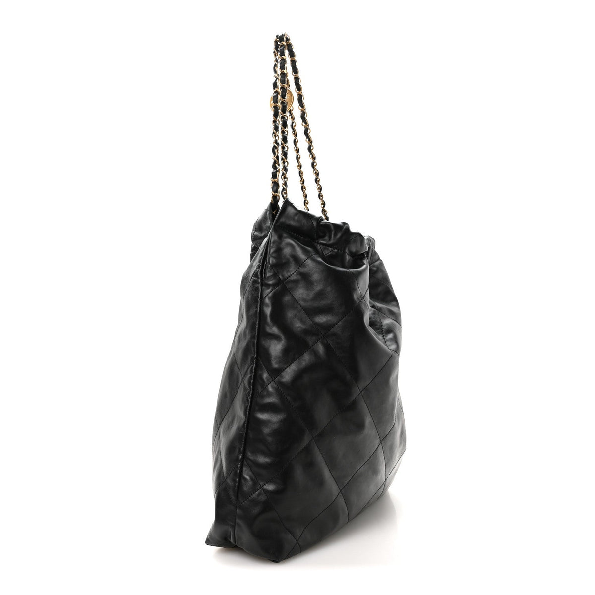 Calfskin Quilted Large Chanel 22 Black White