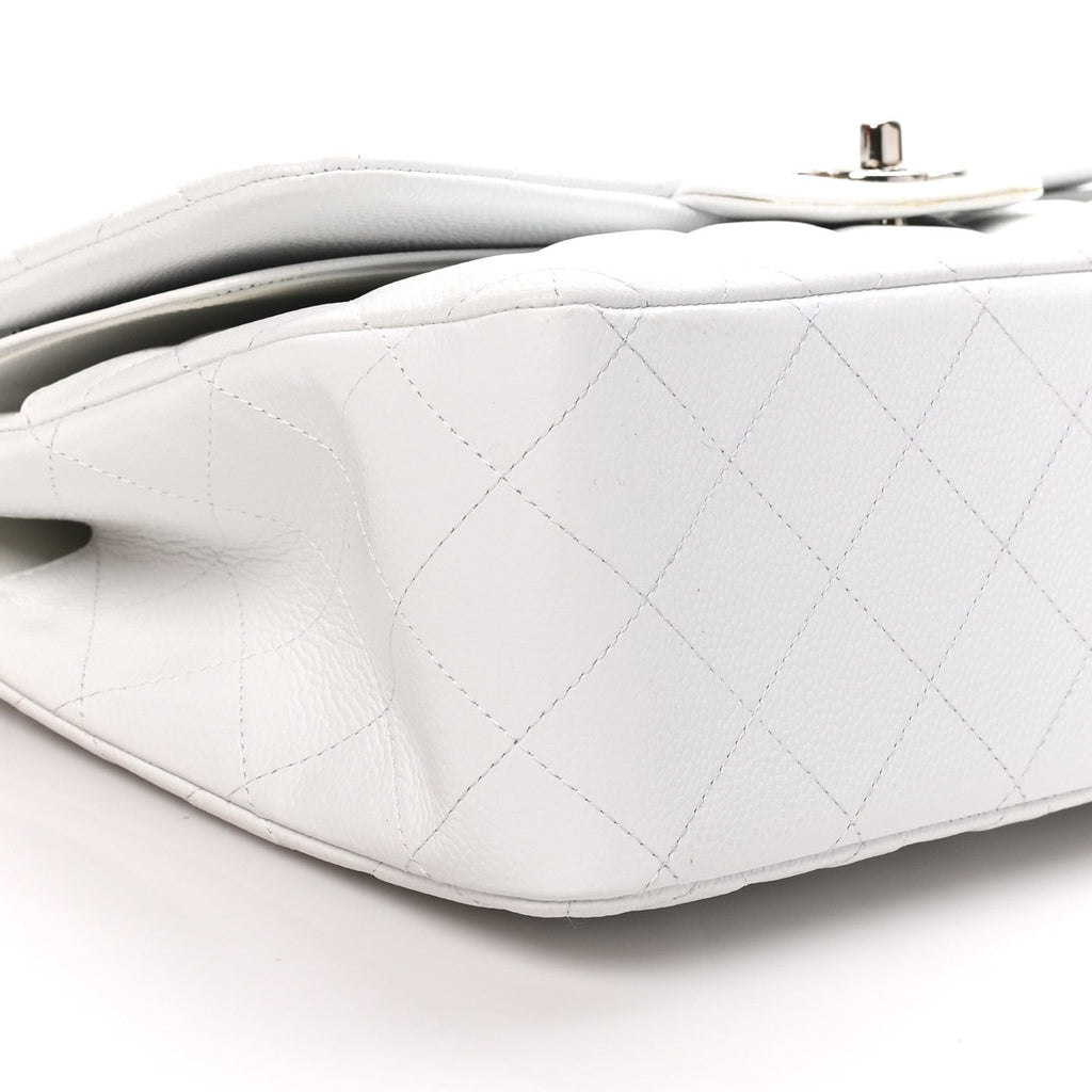 Caviar Quilted Jumbo Double Flap White