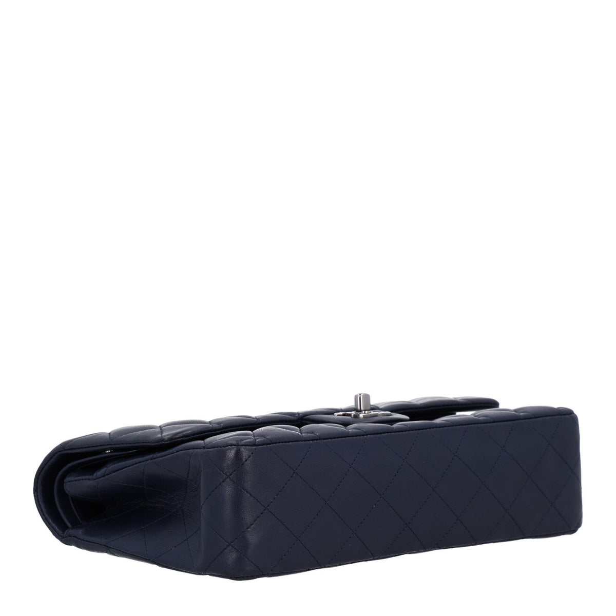 Lambskin Quilted Medium Double Flap Navy