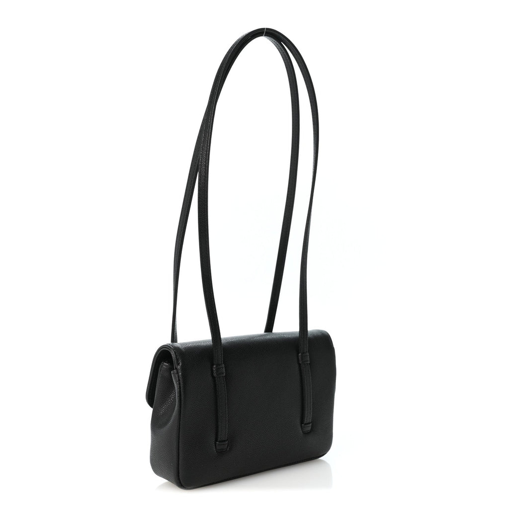 Shiny Caviar Mini Preppy Coco Shoulder Bag Black