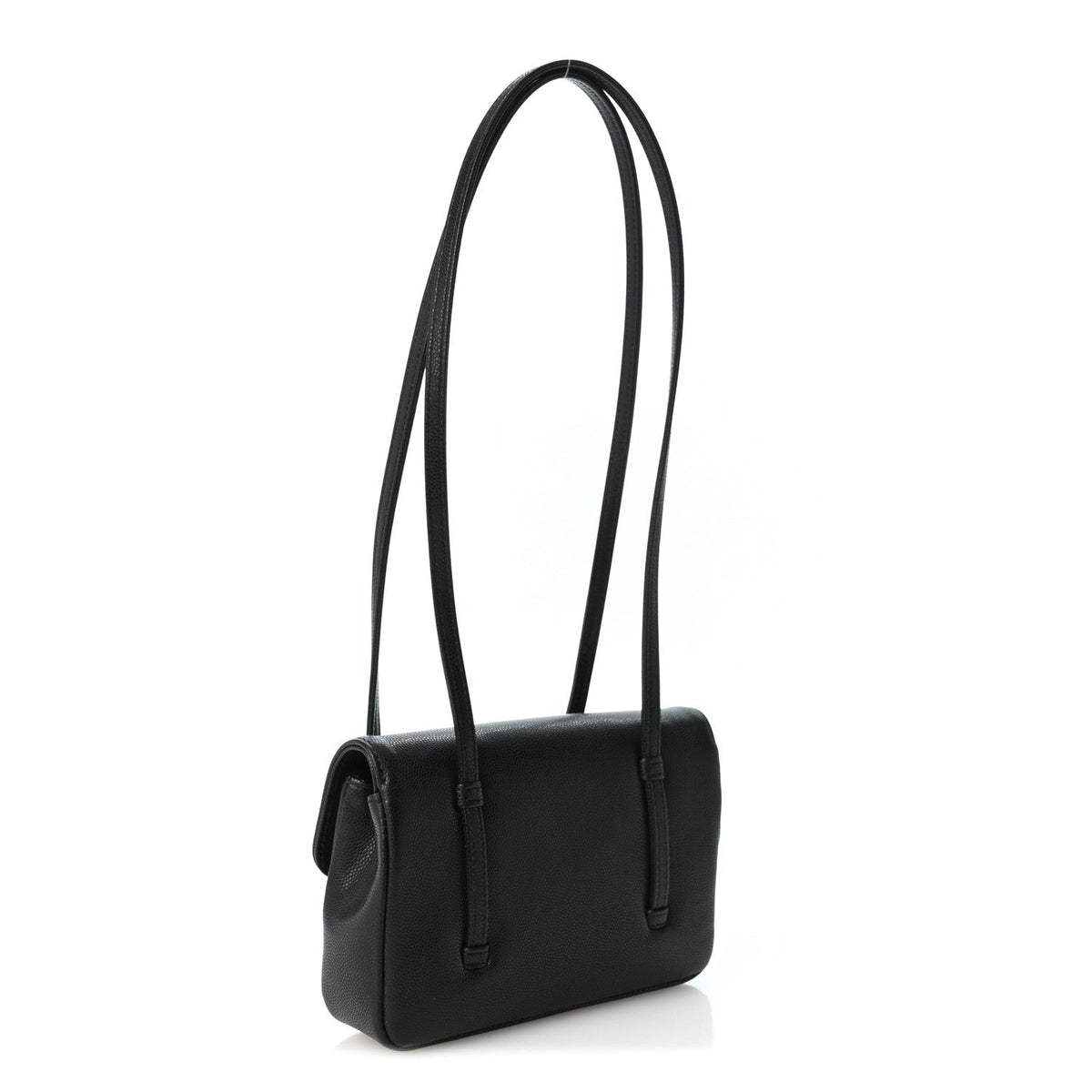 Shiny Caviar Mini Preppy Coco Shoulder Bag Black