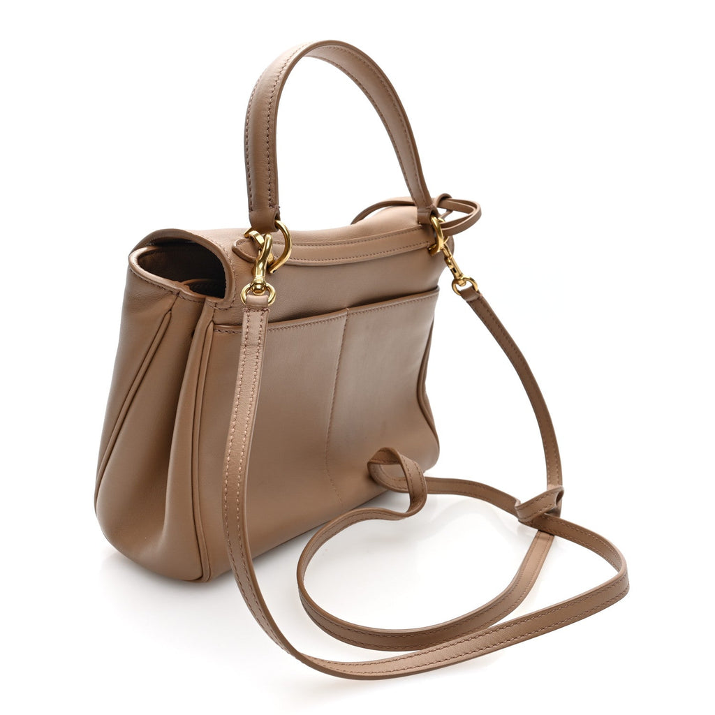 Natural Smooth Calfskin Mini Rodeo Top Handle Handbag Latte