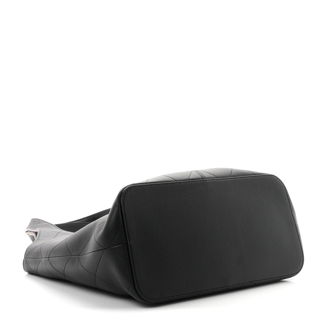 Calfskin Quilted Medium Shopping Bag Black