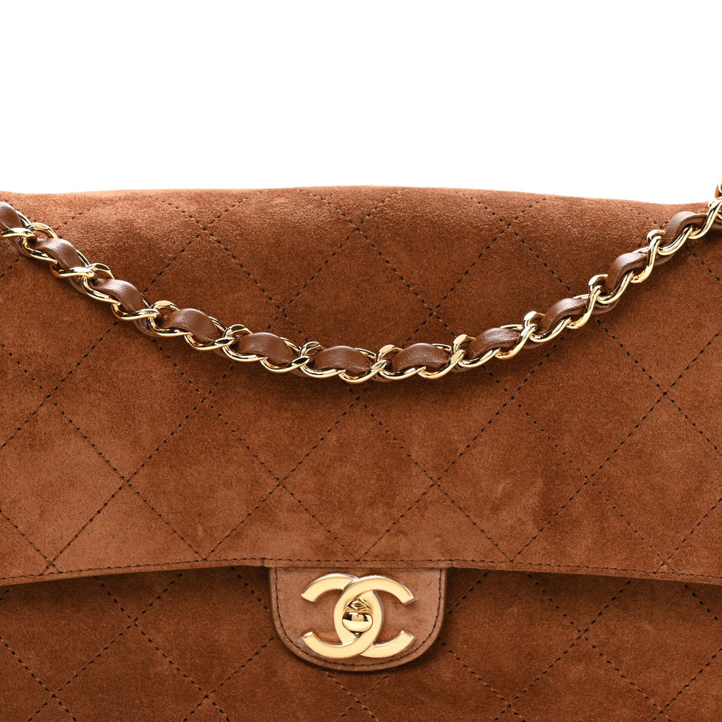 Suede Calfskin Small Souplissimo Maxi Flap Camel