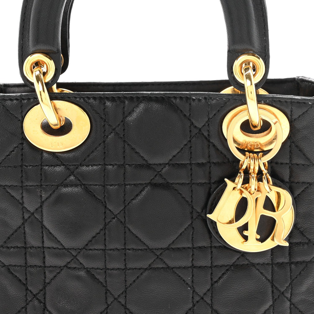Lambskin Cannage Mini Lady Dior Black