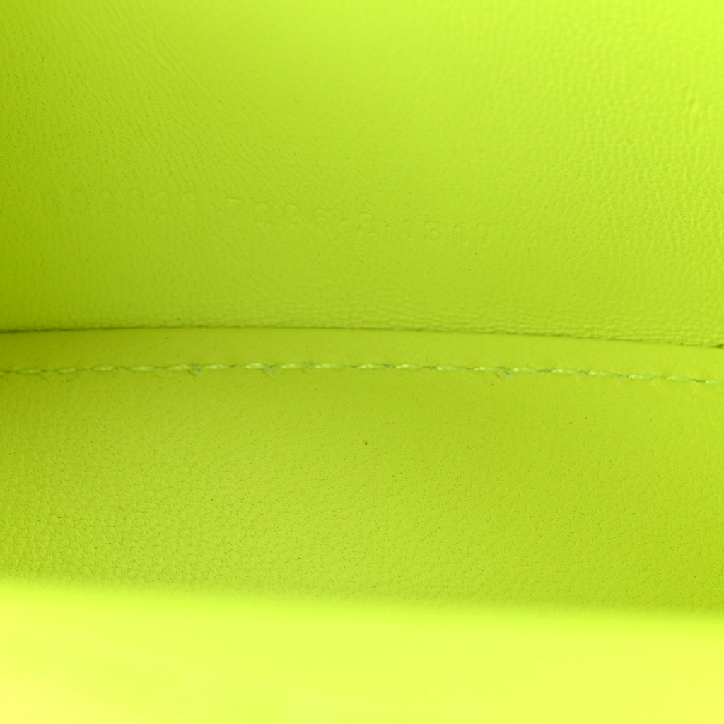Shiny Calfskin Crocodile Embossed Hourglass Top Handle Bag XS Fluo Yellow