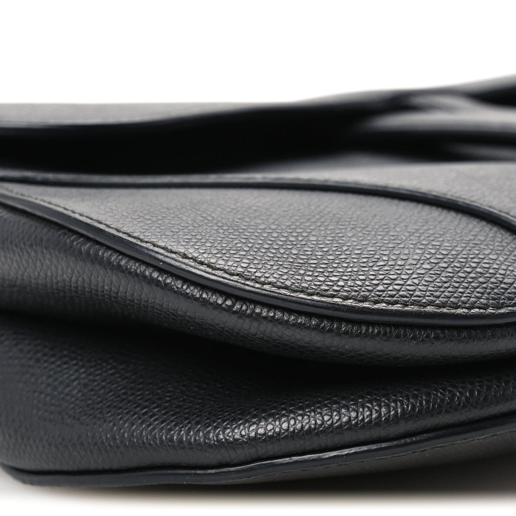 Grained Calfskin Saddle Bag Black