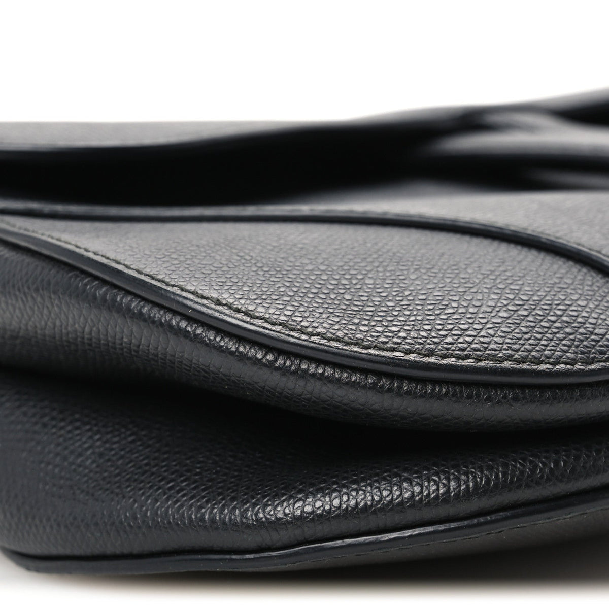 Grained Calfskin Saddle Bag Black