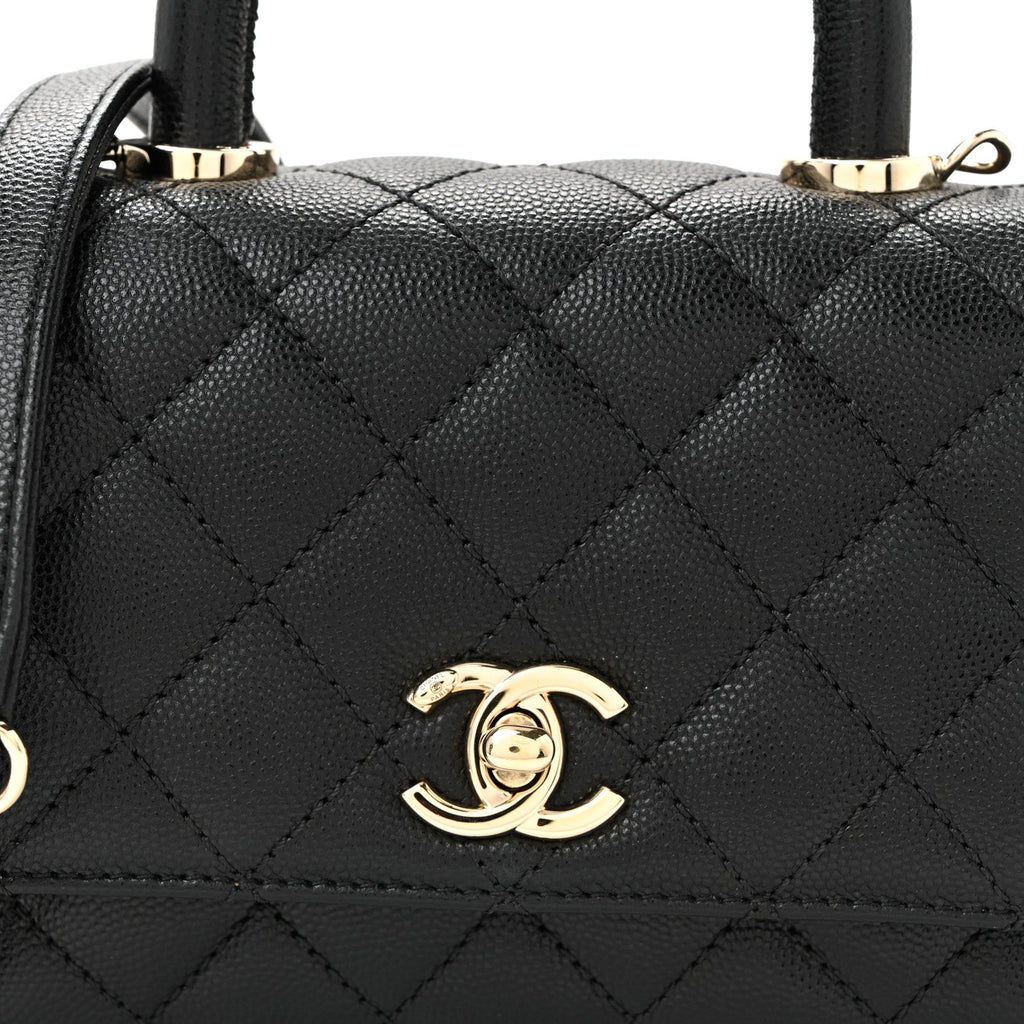 Caviar Quilted Extra Mini Coco Handle Flap Black