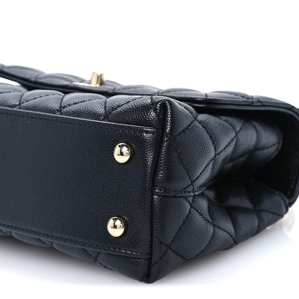 Caviar Quilted Mini Coco Handle Flap Black