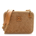 Suede Quilted CC Tassel Camera Case Light Brown