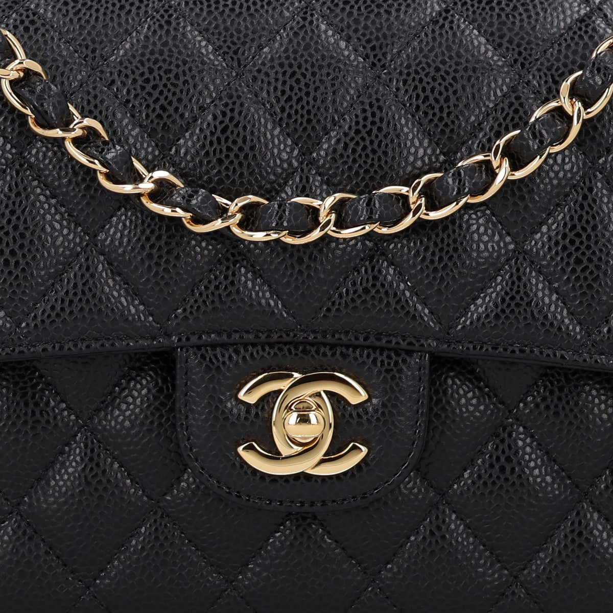 Caviar Quilted Small Double Flap Black