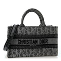 Oblique Denim Mini Book Tote With Strap Grey Multicolor