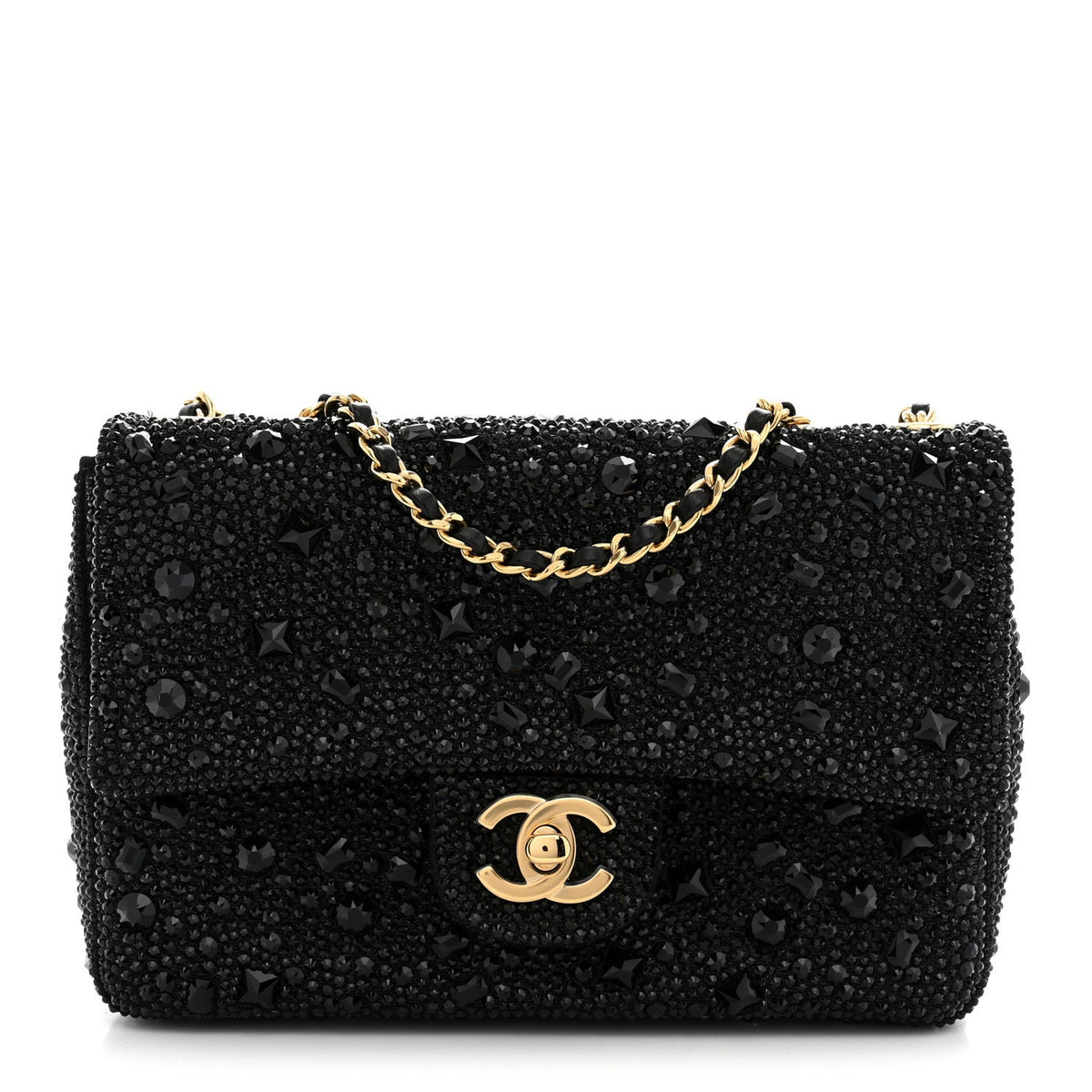 Strass Evening Flap Bag Black