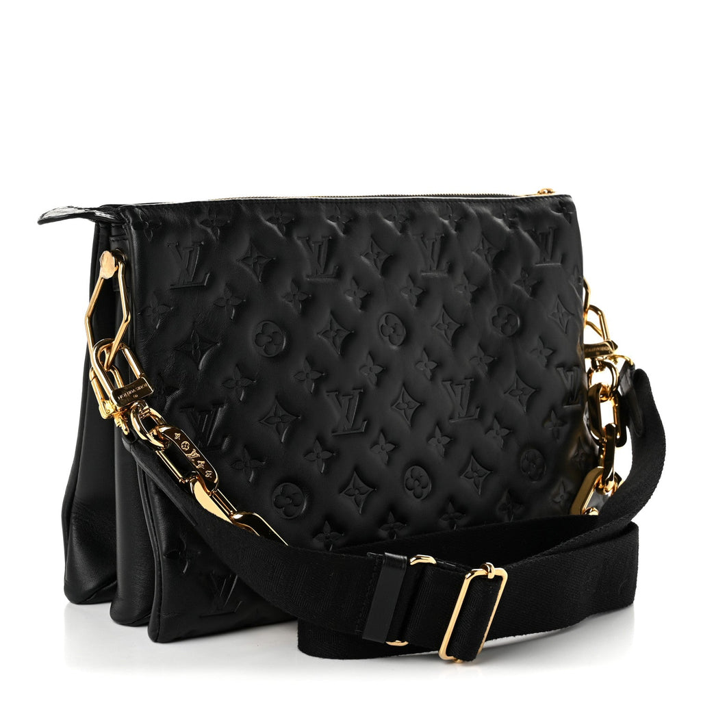 Lambskin Embossed Monogram Coussin MM Black