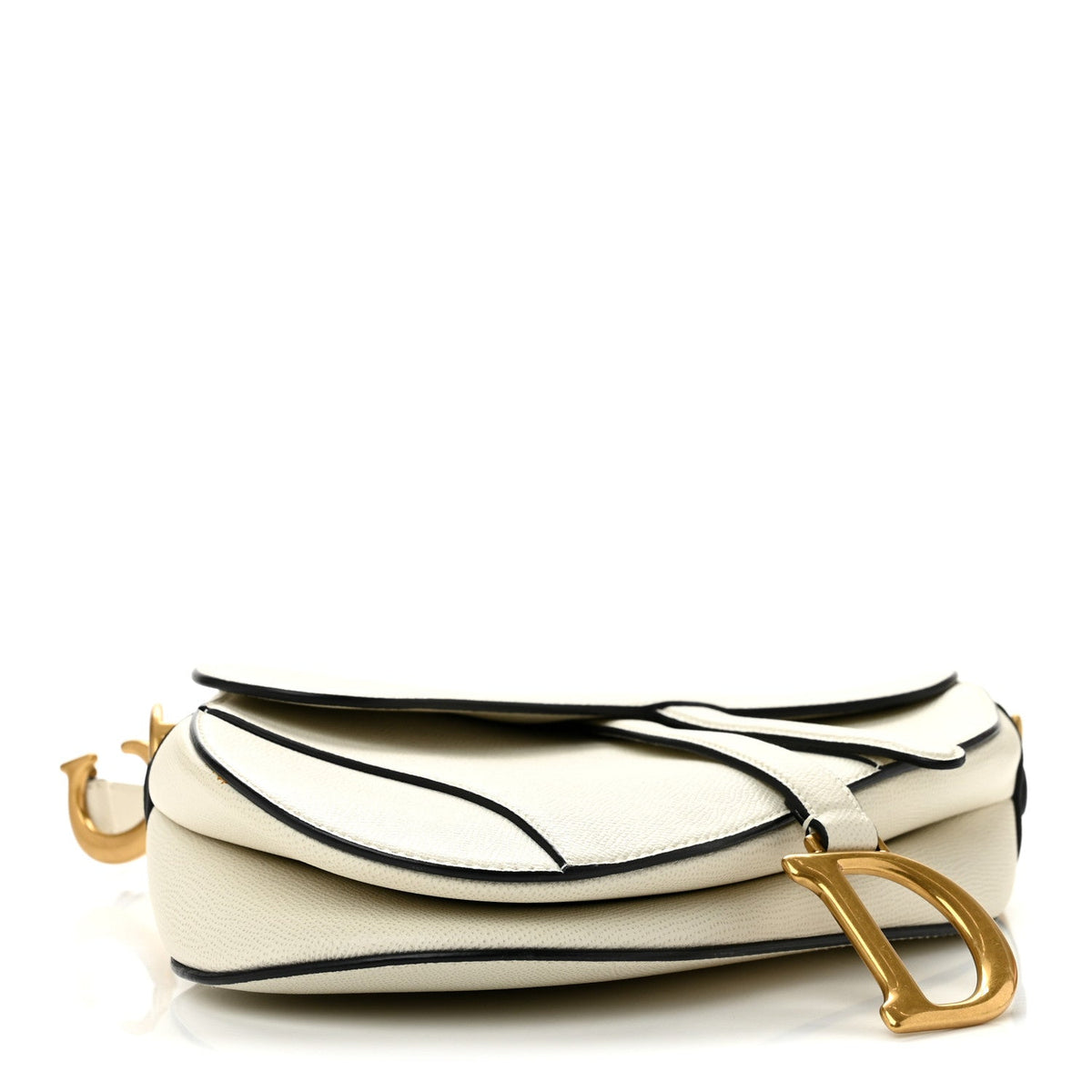 Grained Calfskin Saddle Bag White