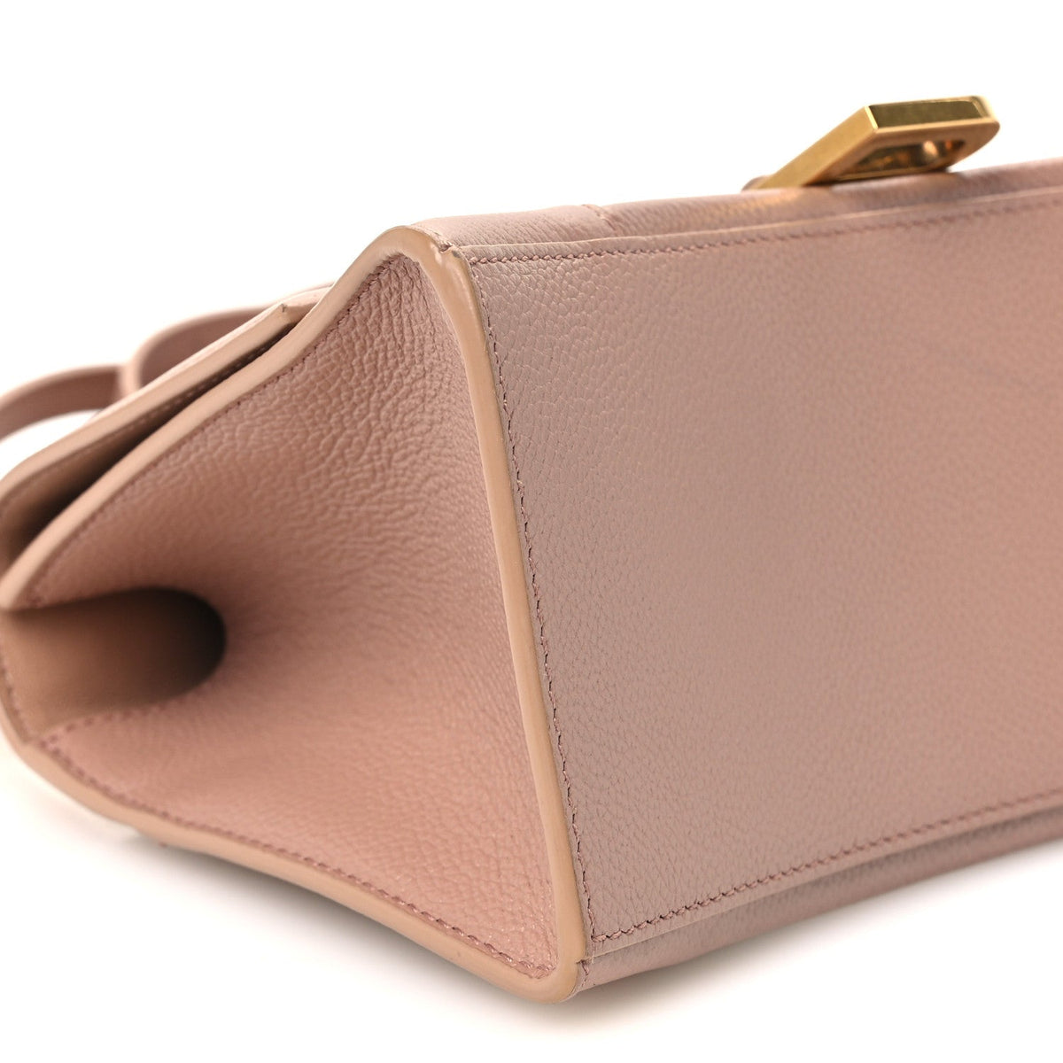 Grained Calfskin Small Hourglass Top Handle Bag Nude Beige