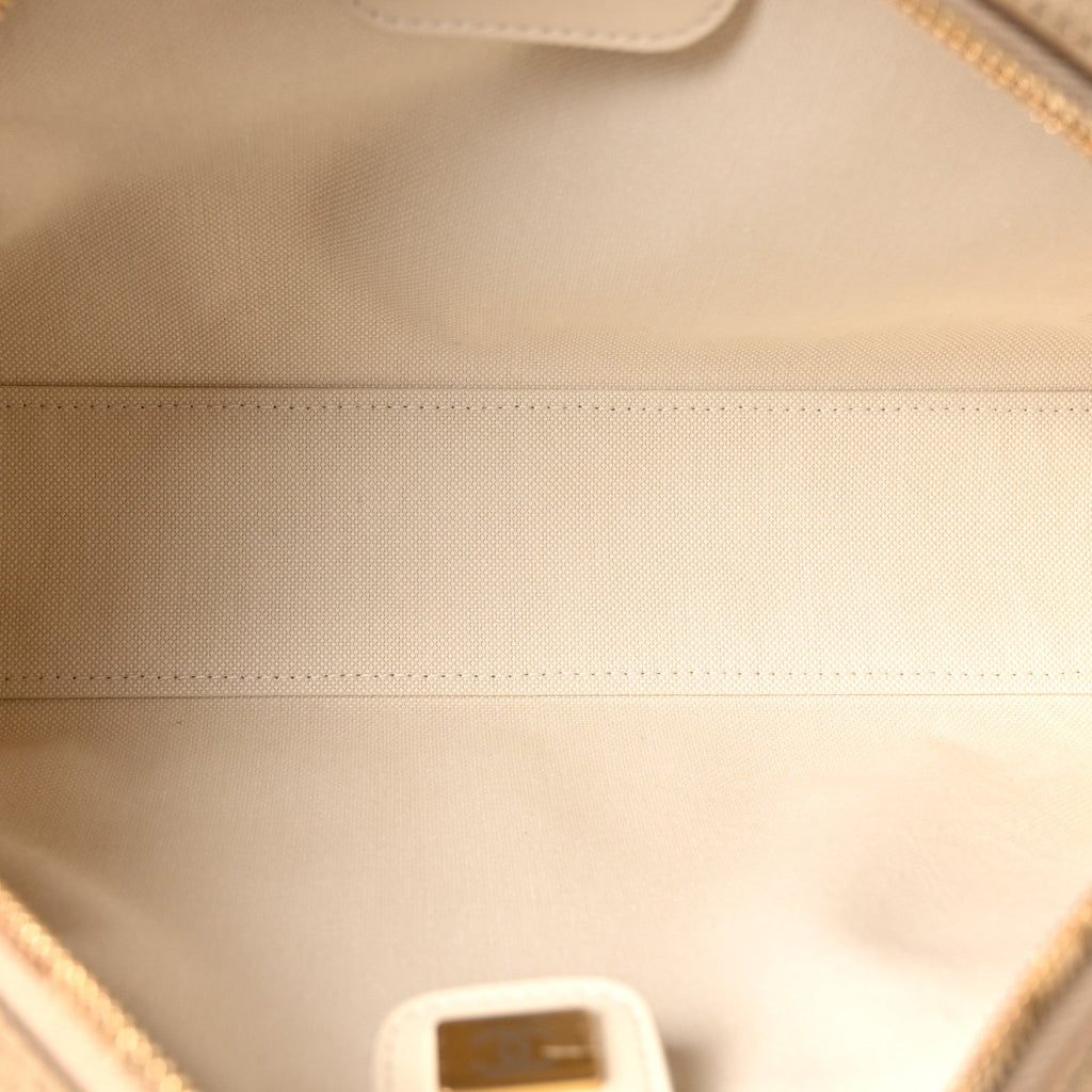 Suede Calfskin Perfect Bowling Bag Dark Beige