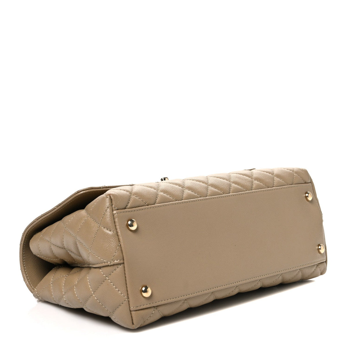 Caviar Lizard Embossed Quilted Small Coco Handle Flap Dark Beige