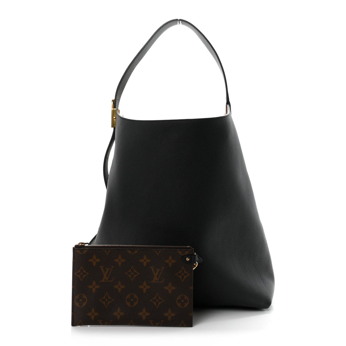 Grained Calfskin Low Key Hobo MM Black