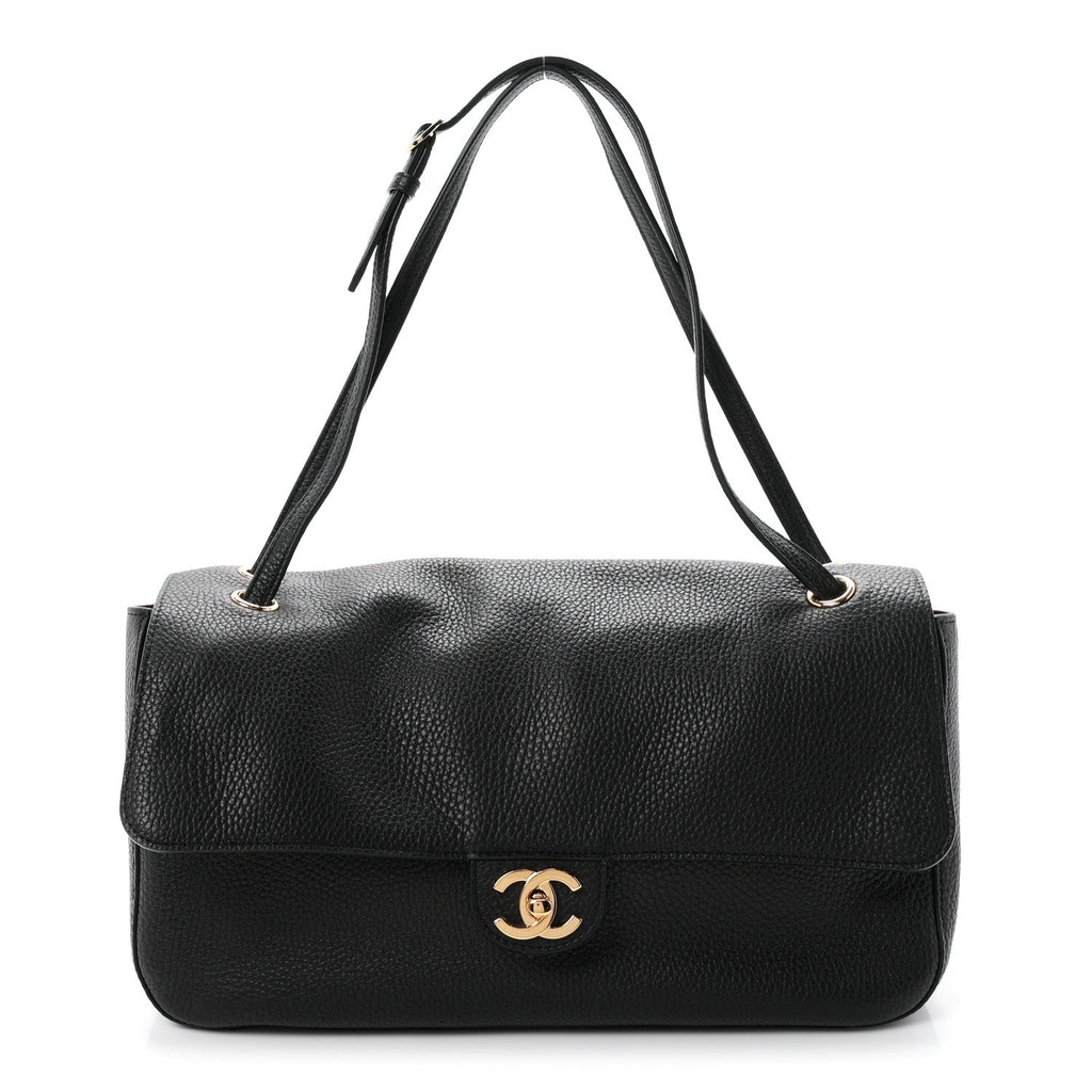 Grained Calfskin Small Souplissimo Maxi Flap Black