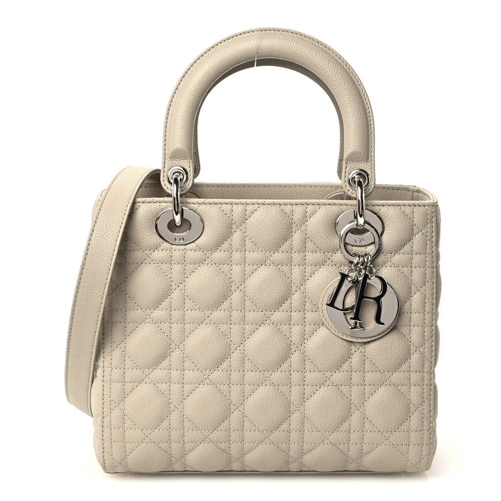 Grained Calfskin Cannage Medium Lady Dior Sable