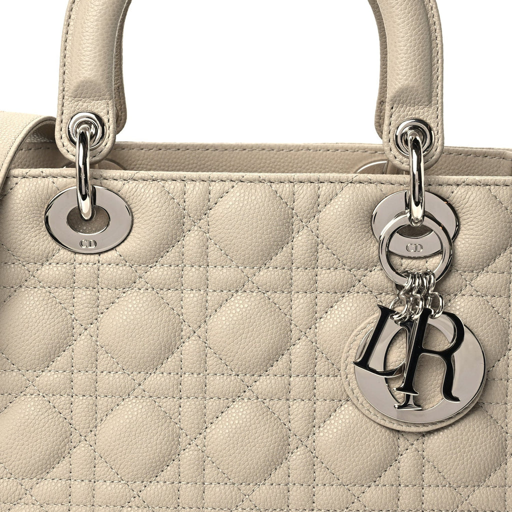 Grained Calfskin Cannage Medium Lady Dior Sable