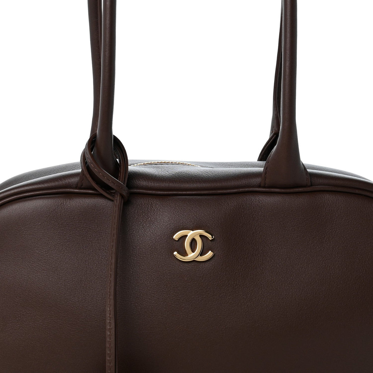 Calfskin Large Perfect Bowling Bag Dark Brown
