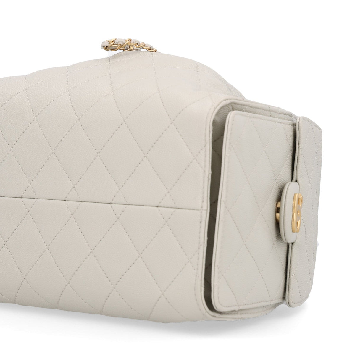 Caviar Quilted Small Chanel 25 Handbag Light Grey