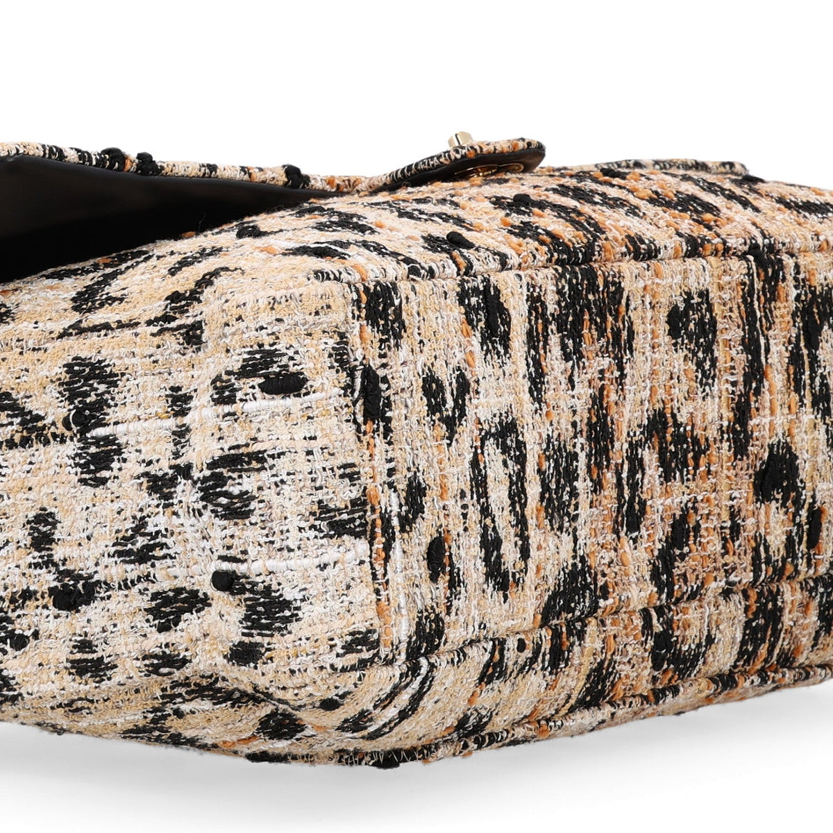 Tweed Mixed Fibers Leopard Print Souplissimo Maxi Flap Brown Black White