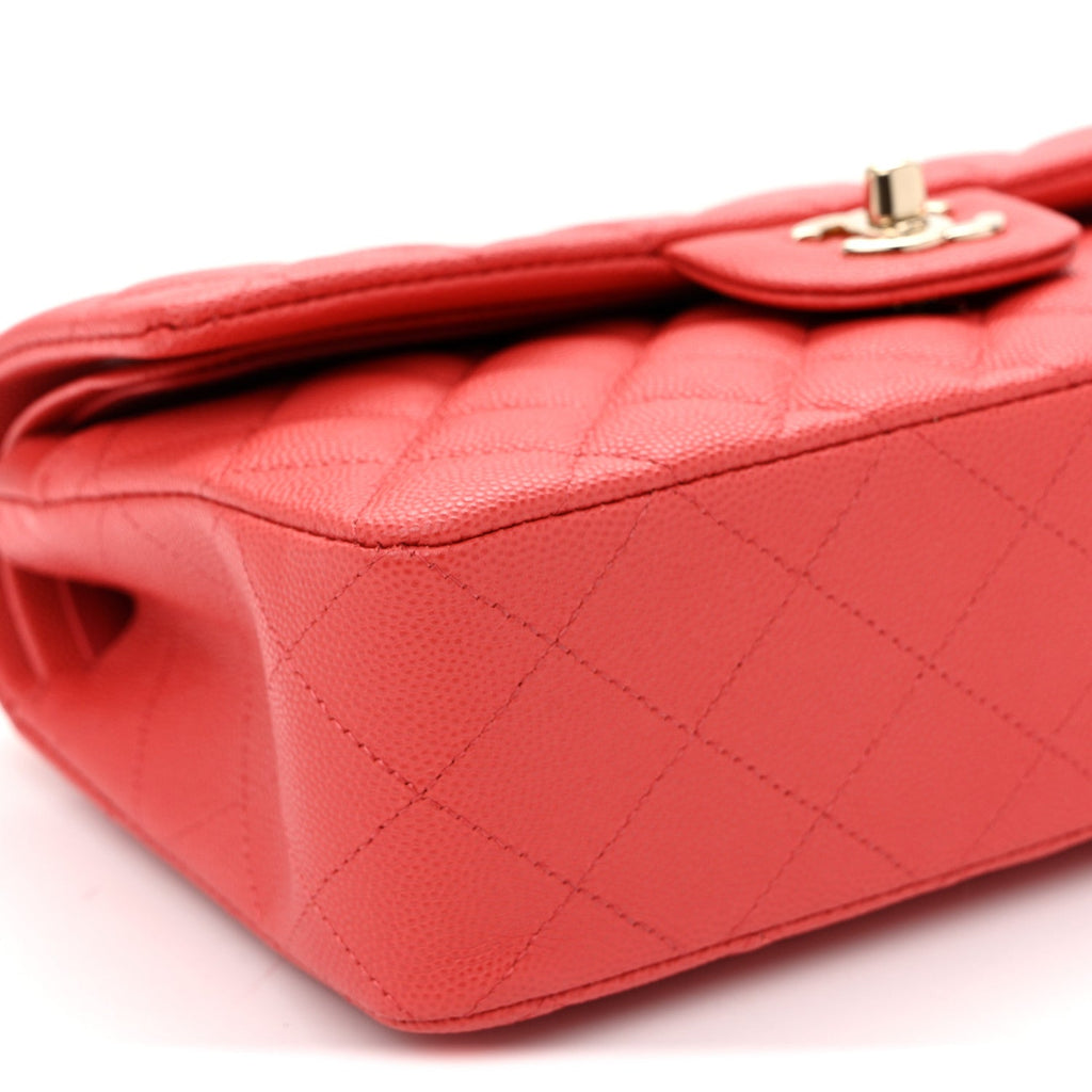 Caviar Quilted Small Double Flap Red Red