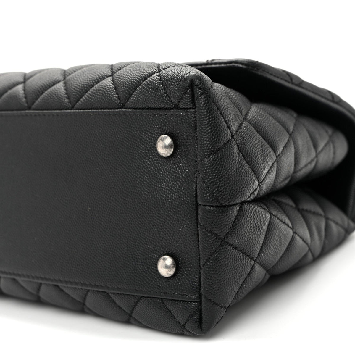 Caviar Quilted Small Coco Handle Flap Black
