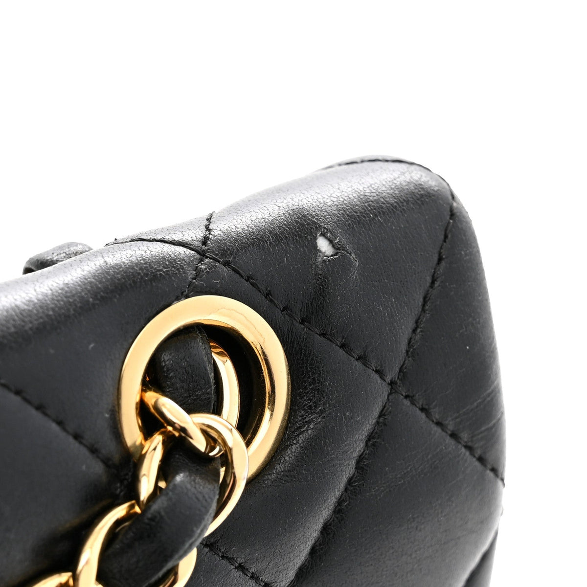 Lambskin Quilted Medium Double Flap Black
