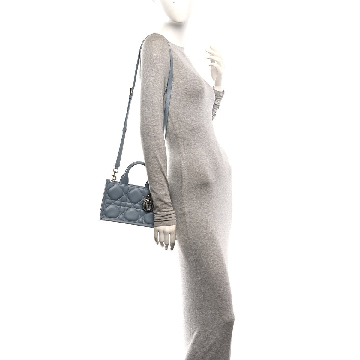 Calfskin Macrocannage Mini Book Tote Cloud Blue