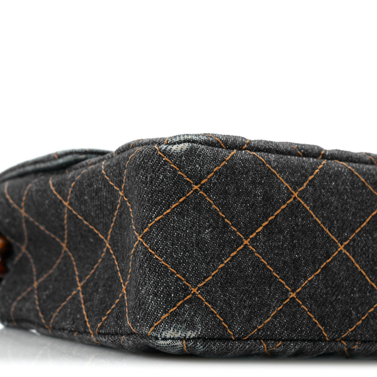 Denim Quilted Tortoise Single Flap Blue
