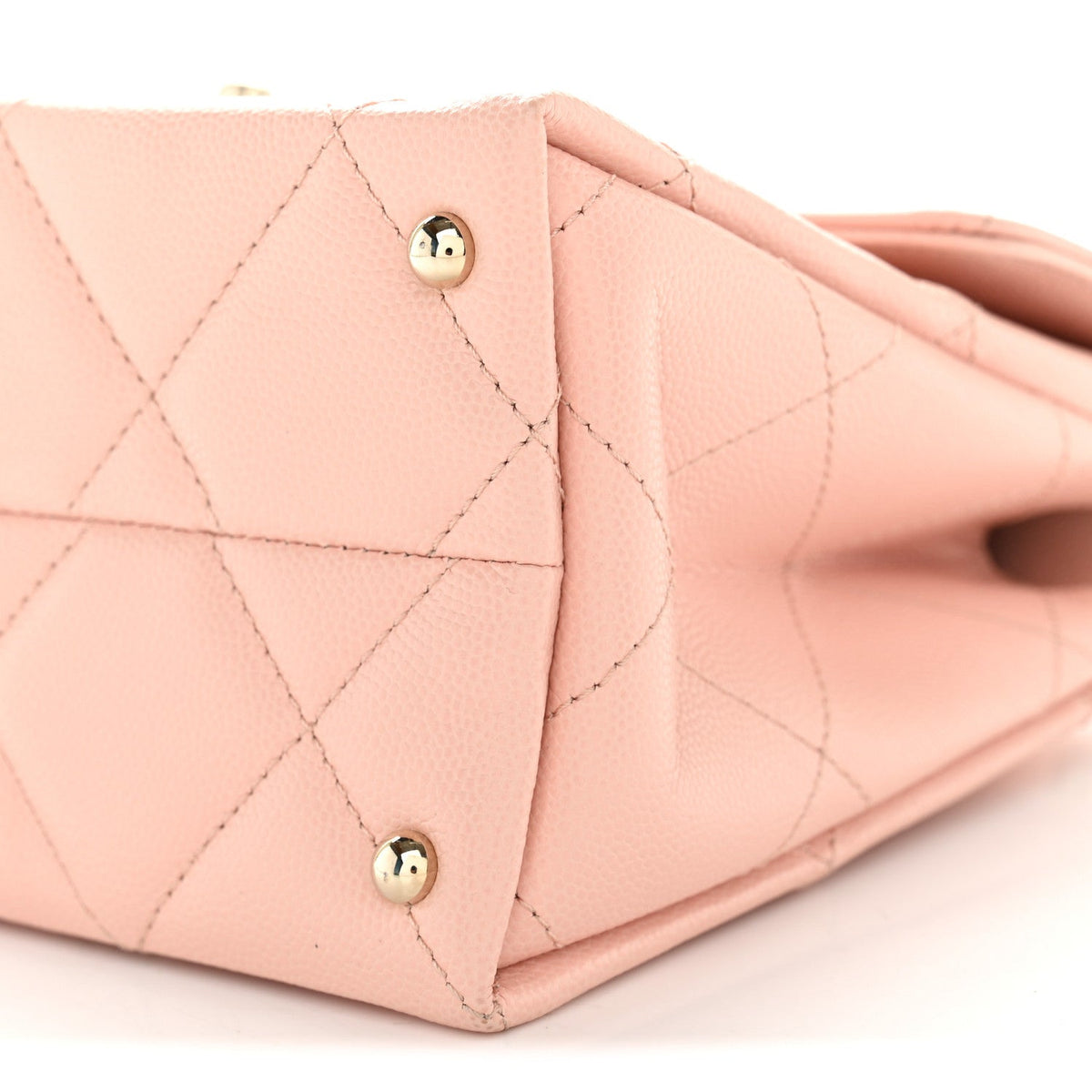 Caviar Quilted Mini Retro Twist Top Handle Flap Light Pink