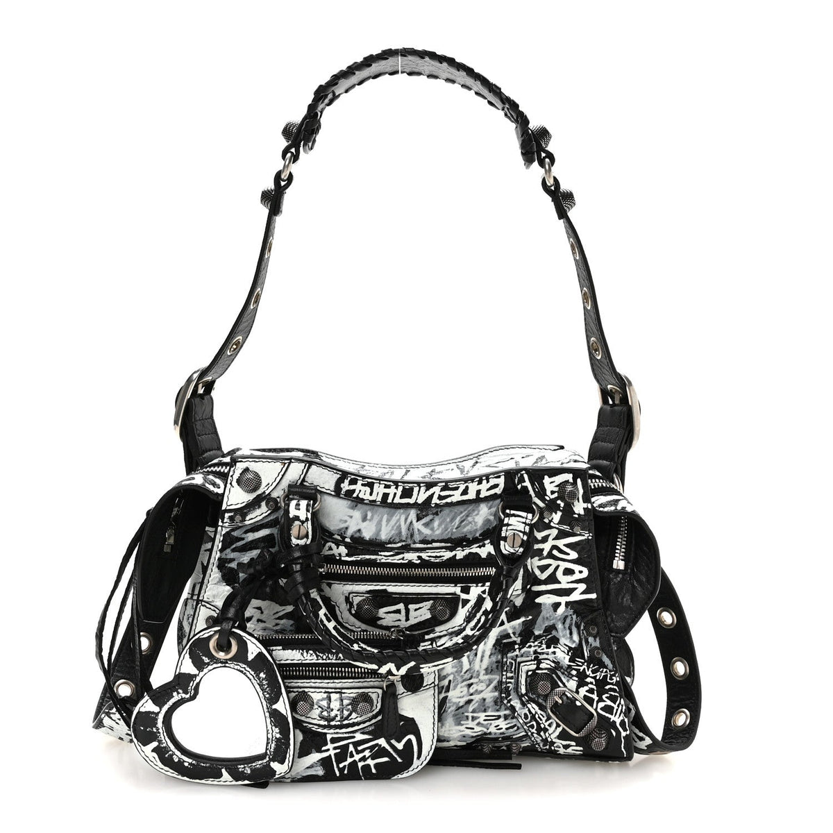 Agneau Arena Graffiti Neo Cagole Handbag XS Black White