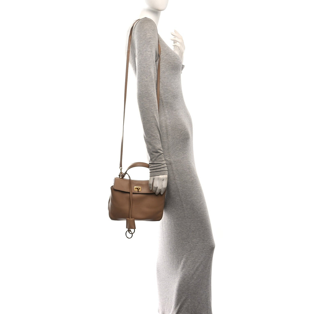 Natural Smooth Calfskin Mini Rodeo Top Handle Handbag Latte