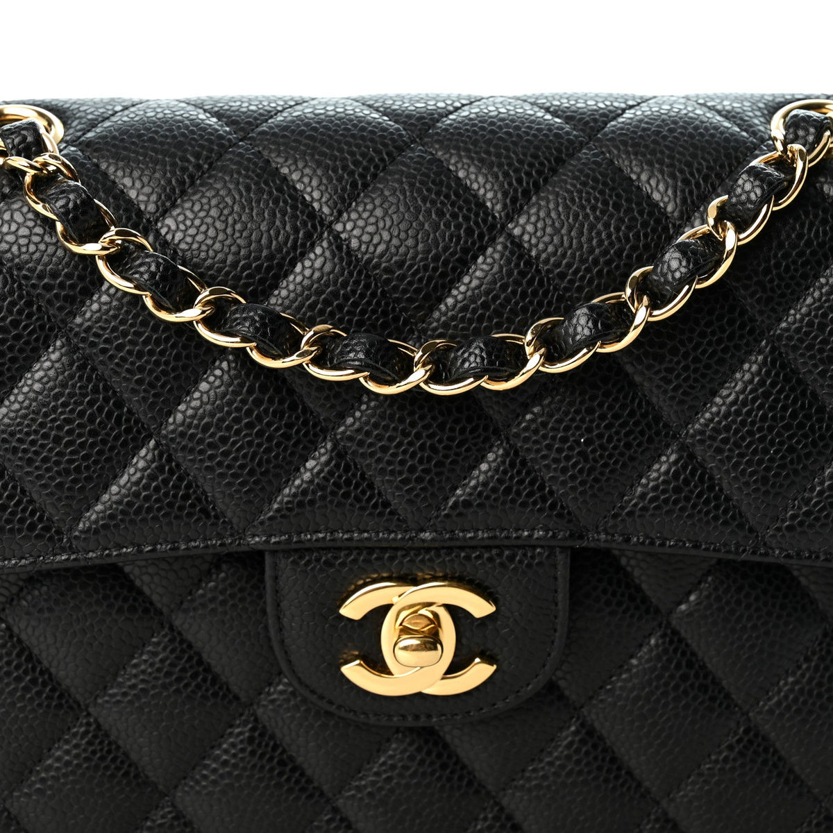 Caviar Quilted Small Double Flap Black