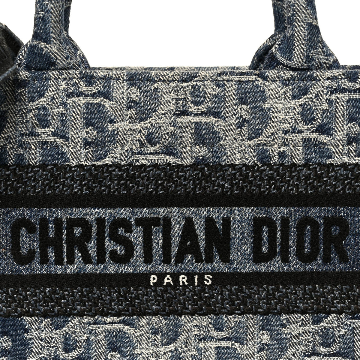 Denim Oblique Mini Book Tote With Strap Blue