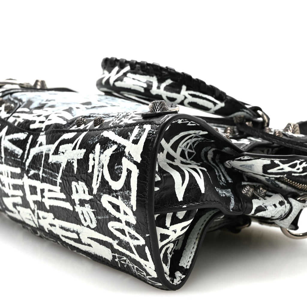 Agneau Arena Graffiti Neo Cagole Handbag XS Black White